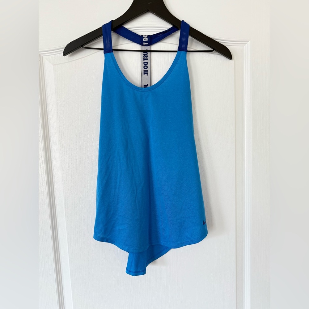 Nike - Racerback Dri-Fit "Just Do It" Loose Fit Blue Workout Tank - Size XS